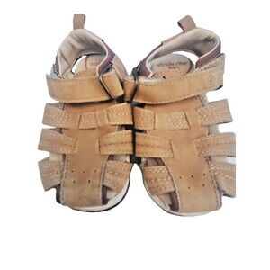 Stride Rite Paddy Boys Tan  Fisherman Sandals Toddler Shoes Size 5 M